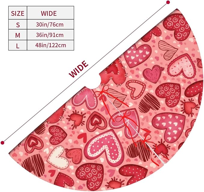 Valentines Day Heart Tree Skirt Xmas Tree Mat Christmas Tree Ornaments Decorations Holiday Party Indoor Outdoor 30"