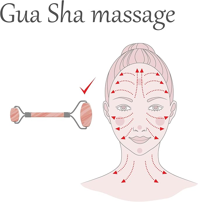 Yobee Face Roller Massager, Rose Quartz, Gua Sha Anti Aging Wrinkles Puffiness Acupressure Facial Skin Care Gift for Women