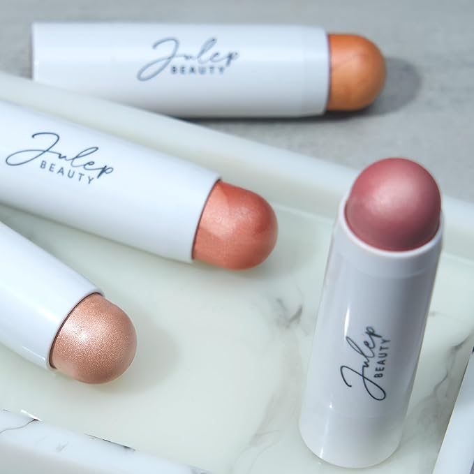 Julep Skip the Brush 3-in-1 Color Stick for Eyes, Cheeks, and Lip Trio Muted Mauve, Neutral Bronze, Sheer Glow
