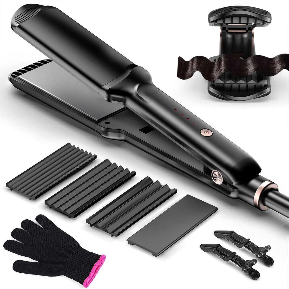 Hair Crimper Waver, Professional Hair Straightener Beach Waves Curling