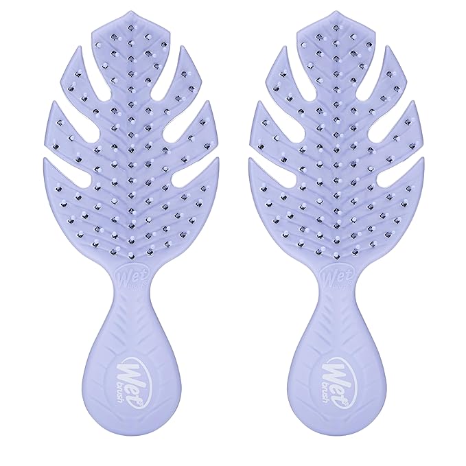 Wet Brush Go Green Mini Detangler, Purple - Detangling Travel Hair Brush - Ultra-Soft IntelliFlex Bristles Glide Through Tangles & Gently Loosens Knots While Minimizing Pain & Breakage (Pack of 2)