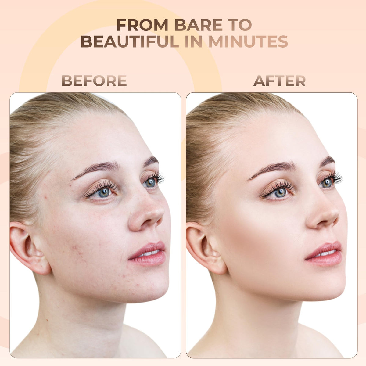 4pc Full Size Kit (Warm Shade) Mineral Makeup Matte Translucent Loose Foundation + Kabuki Brush + Concealer + Finishing Setting Powder + Bare Face Full Coverage SPF 30 All Skin Types Waterproof