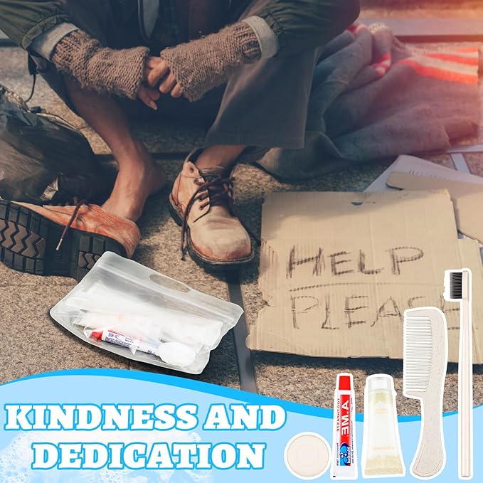 Panitay 100 Pack Travel Toiletry Kit Bulk Disposable Hygiene Kit Homeless Care Charity Supplies Include Toothbrush Toothpaste Comb Soap for Men Women Travel Homeless Charity