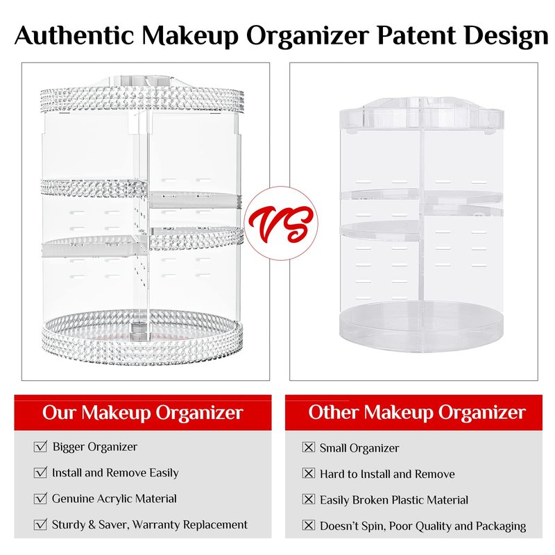 Famitree 360 Rotating Makeup Organizer Countertop, Clear Acrylic Large Perfume Organizer, Organizador De Perfumes, 7 Layers Make Up Organizer and Storage Fits for Vanity and Bathroom - X-Large Clear