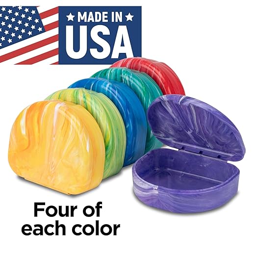 Marble Retainer Cases with Labels, Assorted Colors, 24 Pack