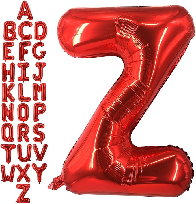 40 Inch Red Letter Z Balloons, DIY Phrase Foil Alphabet Letter Z Balloons DIY Word Z Banner for Birthday Anniversary Celebration Graduation Party Supplies Decoration
