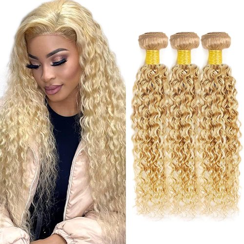 Blonde Bundles Human Hair P27/613 Kinky Curly Bundle 22 24 26 Inch 8A Peruvian Virgin Hair 3 Bundles Two Tone 613 Mixed With Color 27 Bundle Hair Weave