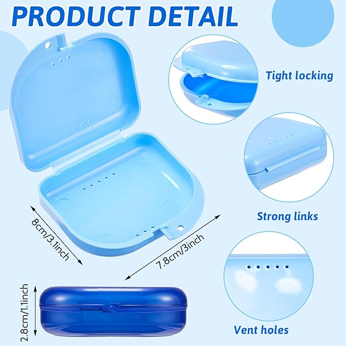 Maxdot 300 Pack Retainer Cases Bulk with Vent Holes Orthodontic Mouth Guard Case Denture Container Multicolor Dental Storage Box for Travel Dentist Office (17 Colors)