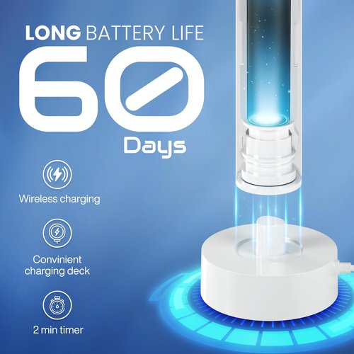 Tranqwil Slimsonic Electric Toothbrush - Vibration Plate Brushhead, 42,000 VPM Motor, 60 Day Charge, 5 Modes, 2 Min Built-in Smart Timer (Silver Metal)