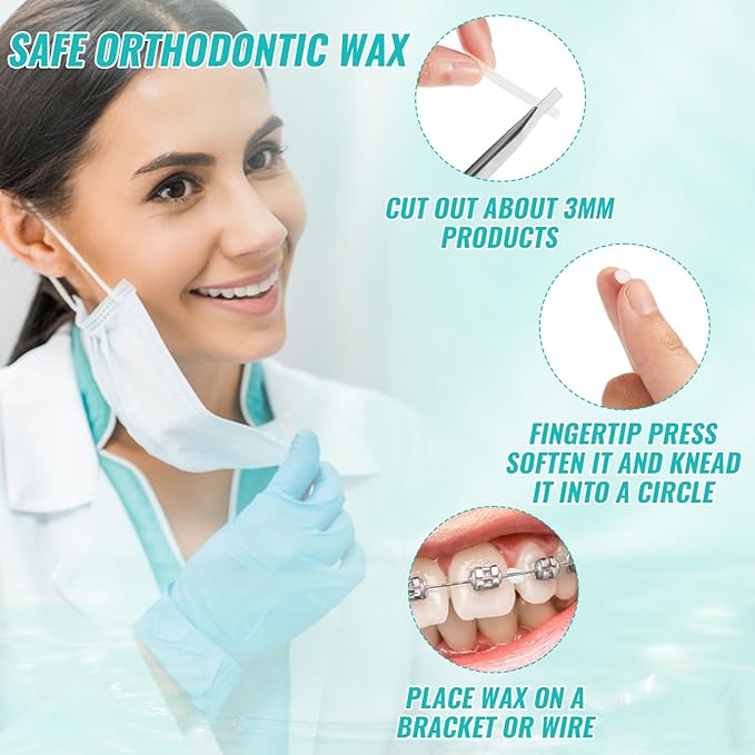 10 Pack Dental Braces Wax for Teeth Braces & Aligners, 50 Unscented & Flavorless Orthodontic Wax Strips for Dental Care Braces Brackets Cover Lip Protector Oral Appliances Ortho Accessories