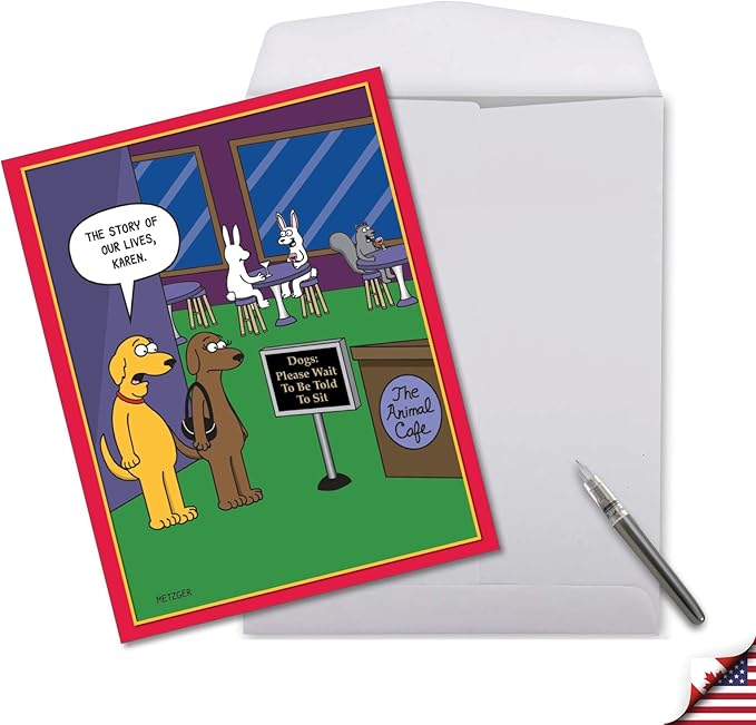 NobleWorks Jumbo Hilarious Birthday Greeting Card From Us 8.5 x 11 Inch with Envelope (1 Pack) Oversize Jumbo Bday The Animal Cafe J6384BDG-US