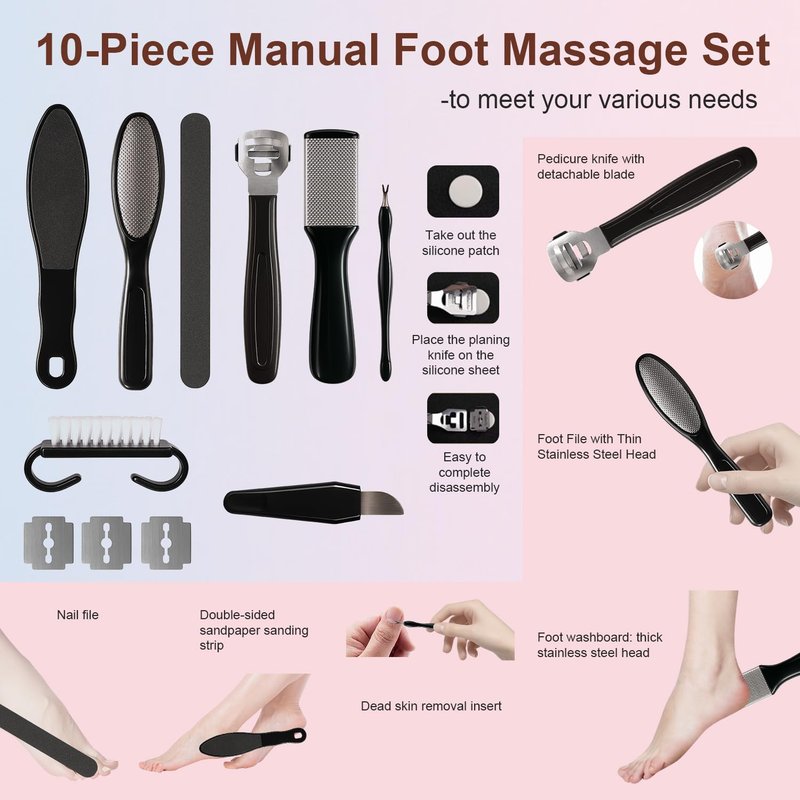 10-in-1 Electric Foot Callus Remover, Adjustable Speed Electric Callus Remover for Feet with 60 Sanding Pads, Foot Callus Remover, Heel Scraper for Cracked Heels (Rose Pink)