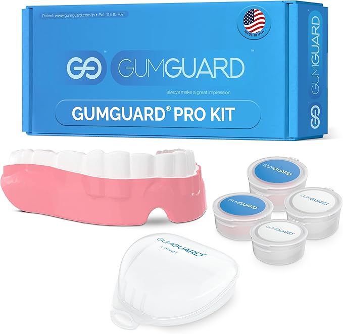 GumGuard PRO Denture Mouthguard Set - Soft, Customizable Fit Relief for Grinding & Clenching - Ideal for Denture Wearers & Implant Patients Lower White and Pink Pro Guard Set