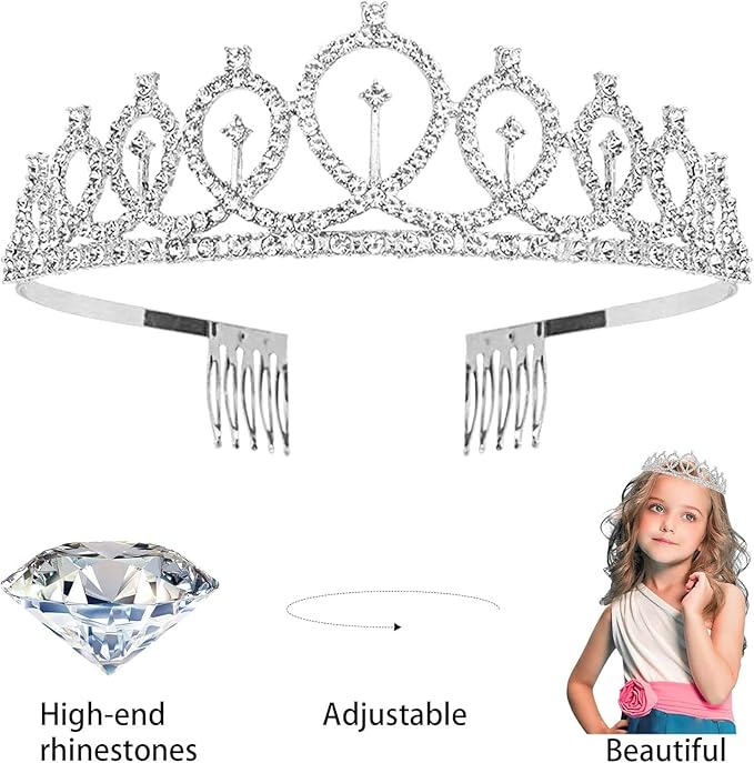 Birthday Sash, Birthday Crown, Birthday Cake Topper, Birthday Pin Button. Queen Sash and Birthday Tiara for women and Grils Birthday Decorations for Women MS4U (Silver)