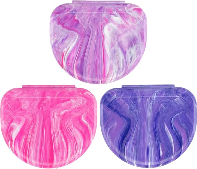 Practicon Marble Retainer Cases, Orthodontic Aligner Case, Mouth Guard Holder (3 Pack) (Pink Paradise)