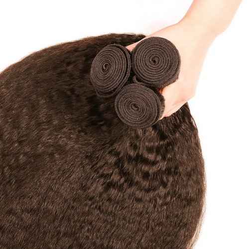 Condescension Bundles Human Hair 18 20 22" Inch Chocolate Brown Yaki Wave Human Hair Bundles Brazilian Virgin Remy Medium Brown Soft and Silky Hair Extensions