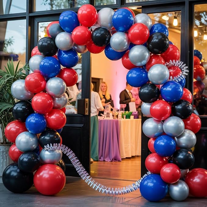Red Blue Black Balloon Arch Kit, Blue and Red Balloon Arch Kit, Blue Black Balloons Garland with 22 Inch Star Foil Balloons for Men Boys Birthday Baby Shower Graduation Party Decorations