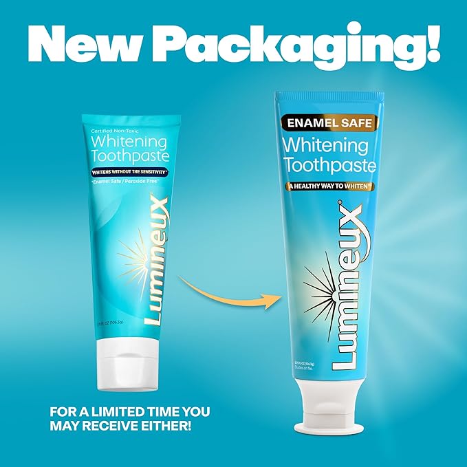 Lumineux Teeth Whitening Toothpaste 3 Pack Peroxide Free Enamel Safe for Sensitive Whiter Teeth, Fluoride Free, No Alcohol, Artificial Colors, SLS Free Dentist Formulated - 3.75 Oz