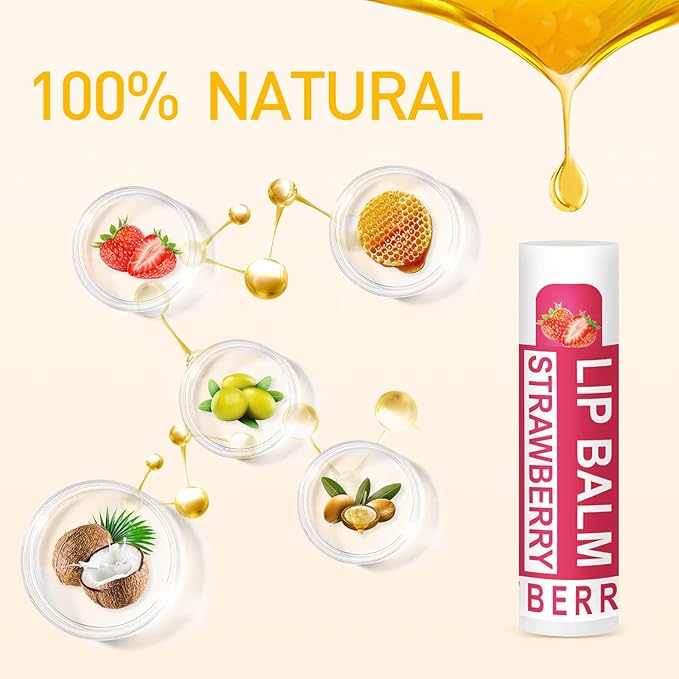 DMSKY 12 Pack Lip Balm, Natural Lip Balm Bulk with Vitamin E and Coconut Oil, Moisturizing Lip Balm for Dry Cracked Lips, Lip Balm for Stocking Stuffers - 12 Flavors