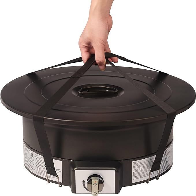 Amazon Basics Portable Propane Fire Pit, 19 inch Round Gas for Patio, 55,000 BTU Carry Strap