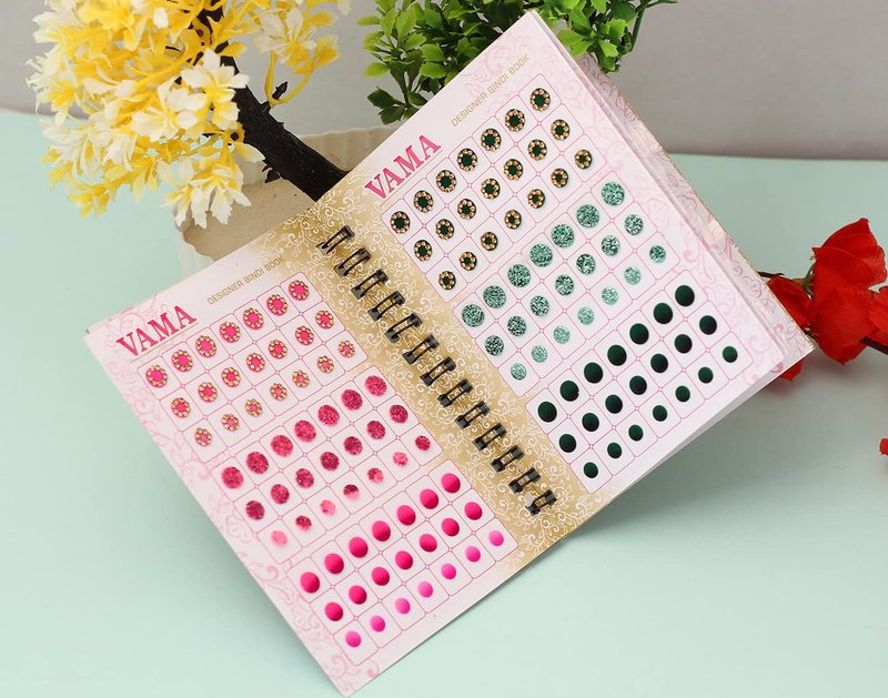 VAMA Stone Glitter Sparkle Doubleshade Crystal Stone Mix Bindi Book Kumkum Sticker for Girls & Ladies (504 Bindi Booklet Dairy)