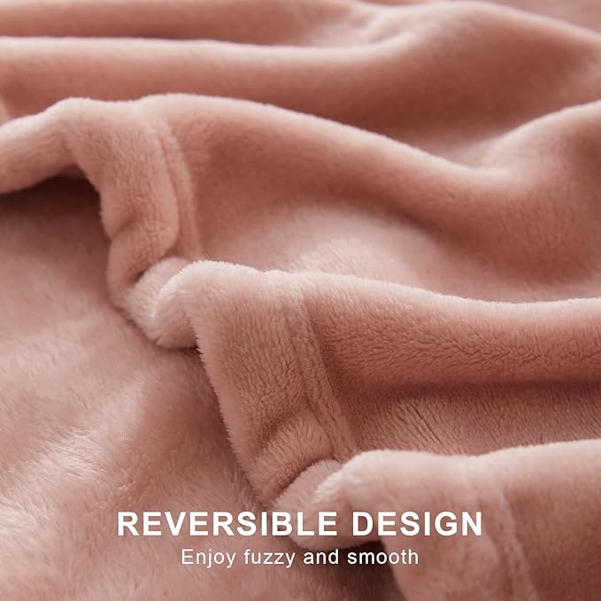 Hansleep Fleece King Size Blanket for Bed Dusty Pink, Super Soft Flannel Fuzzy Plush Cozy Blanket for All Seasons, Dusty Pink, King 90x108 Inches