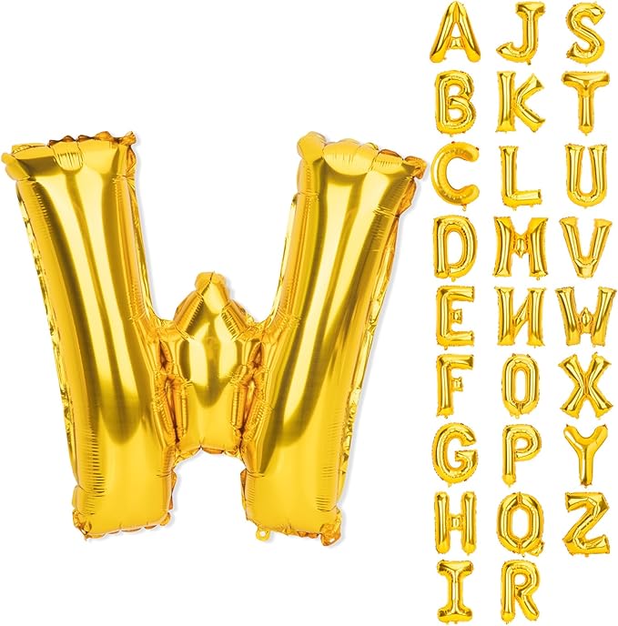 Gold Letter Balloons 40 Inch W Balloon Letters W Alphabet Name Balloons Giant Letters With Straw Big Balloons Foil Gold Balloons For Birthday Party Decorations Wedding Thanksgiving Christmas Balloons