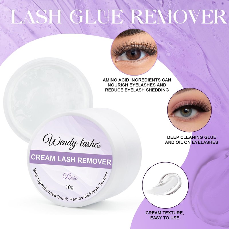 Lash Extension Remover Cream Eyelash Extension Remover Low Irritation Dissolves Powerful Eyelash Glue Remover for Salon Lash Glue Remover(Rose 10g)