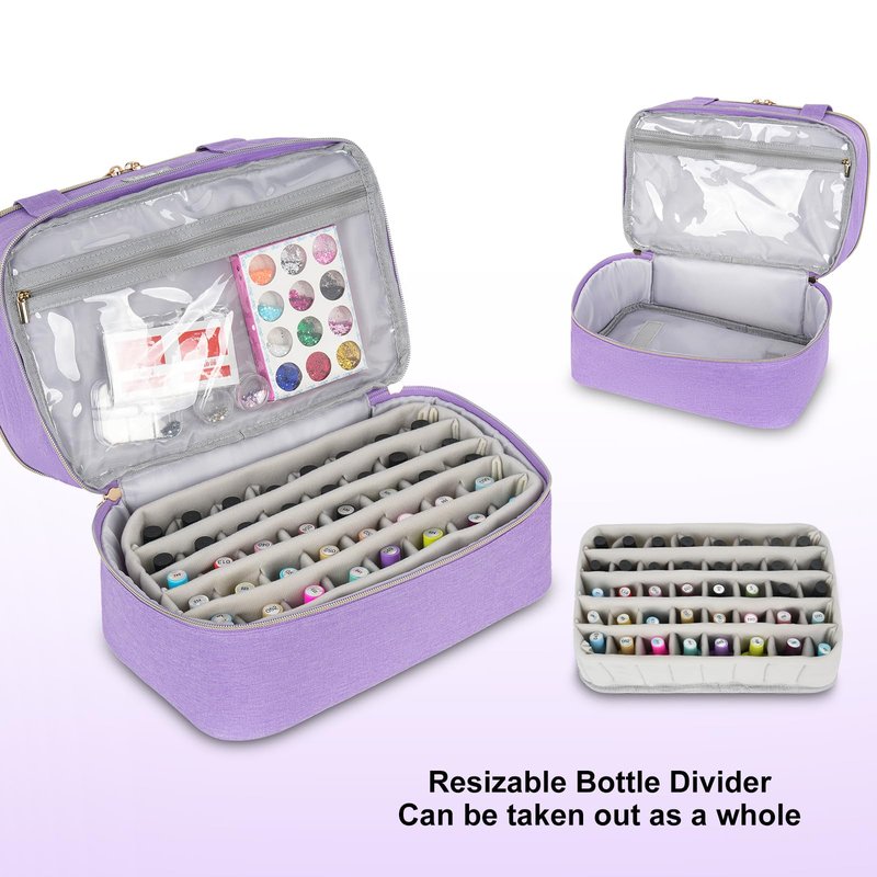 Nail Polish Organizers and Storage Holds 40+ Bottles(15ml-0.5 fl.oz) and Nail Lamp,Double-Layer Nail Polish Carrying Case,Nail Supplies Bag for Travel,Home Storage,Nail Tech,Gift for Women Grils