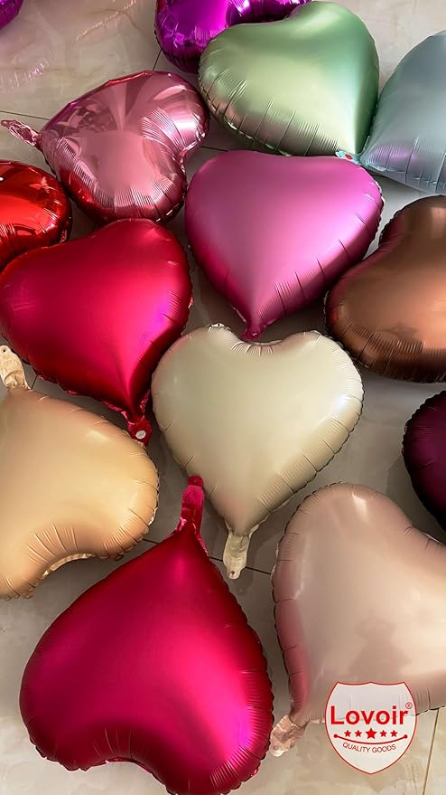 Lovoir 12 Pcs Silver Heart Shape Foil Mylar Balloons 18 Inch Love Balloons for Valentine's Day Birthday Party Decorations Wedding Engagement Romantic Decor (Pearl Pink & Pearl Purple & Silver)