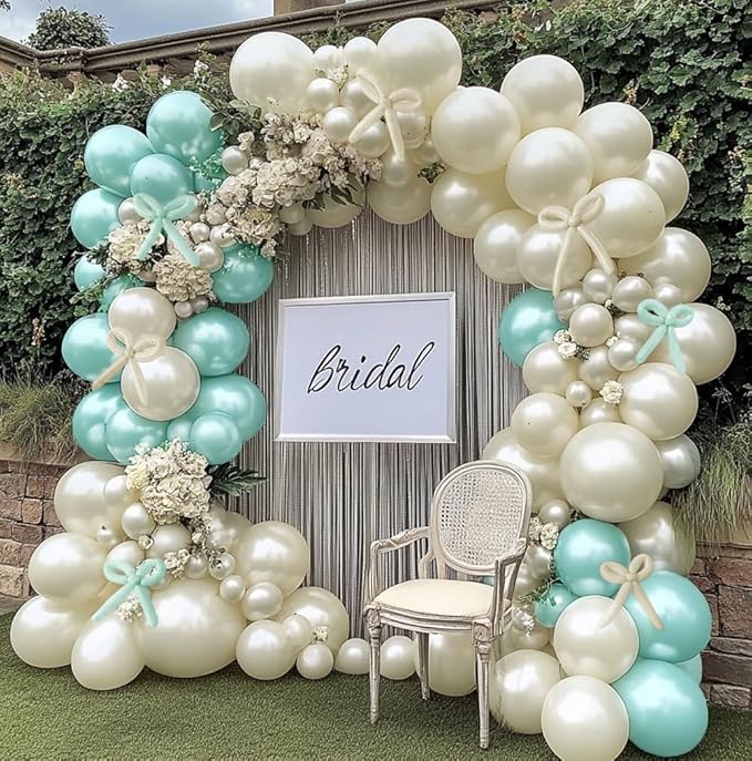 Pearl White Sand Balloon Double Stuffed White Balloons Garland Pearl Beige Ivory Arch Kit Cream Long Balloons Different Size for Birthday Wedding Baby Shower Anniversary Decoration