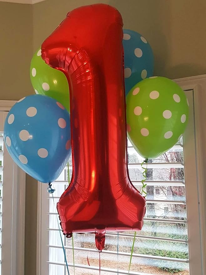 40 Inch Red Number 1 Balloon Large Red Foil Balloon Red 1 Balloons Mylar Helium Balloon for 1st Birthday Party Decorations Girls Boys Baby Shower Wedding Anniversary Decoration