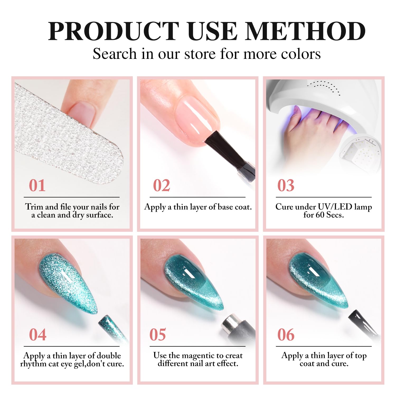 Double Rhythm 0.5 OZ Cat Eye Gel Polish with Magnet 15ML Holographic Glitter Shimmer Translucent Jelly Color Magnetic Nail Polish Salon DIY at Home (Fruit Nude Pink-MC1204)
