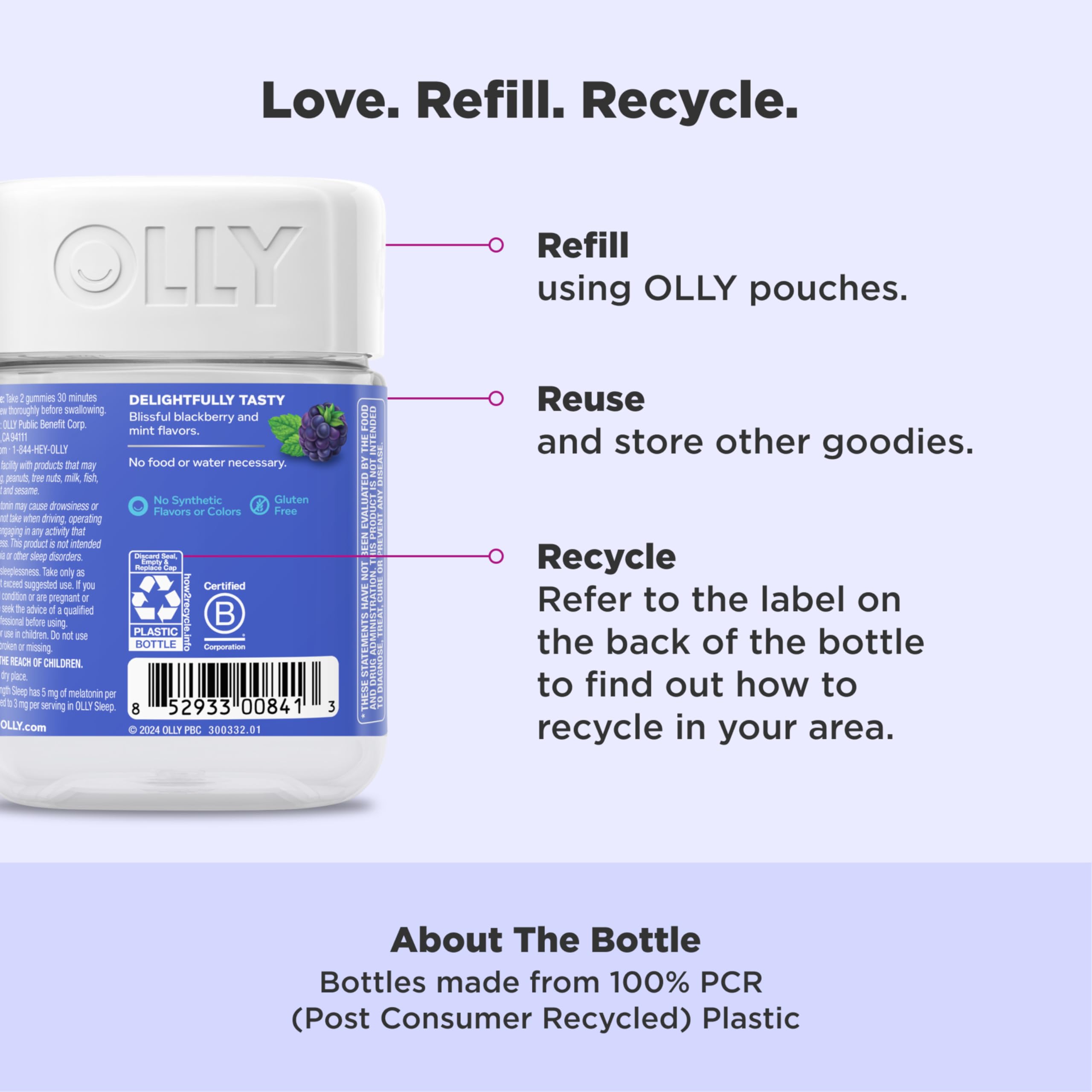 OLLY Extra Strength Sleep Gummy, Occasional Sleep Support, 5 mg Melatonin, L-Theanine, Chamomile, Lemon Balm Extracts, Sleep Aid, Blackberry Flavor - 70 Count (Packaging May Vary)