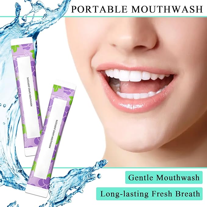 Travel Size Mouthwash,Mini Mouthwash Travel Size Bulk Portable Mouth Wash Set,Individual Small Travel Mouth Wash Packets for Fresh Breath(Pack of 60) A16