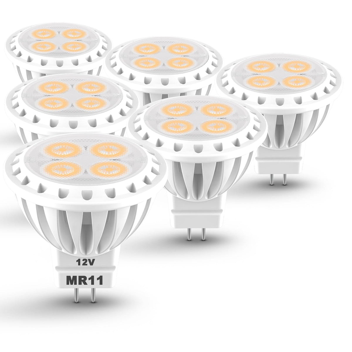 ALIDE 3W MR11 LED Light Bulbs, 12v 20w 35w Replacement, Low Voltage Fiber Optics Christmas Tree Outdoor Landscape Bulb, G4/GU4/GZ4 Bi-Pin Base, Soft Warm White 2700K, Non-Dimmable, 6Pack