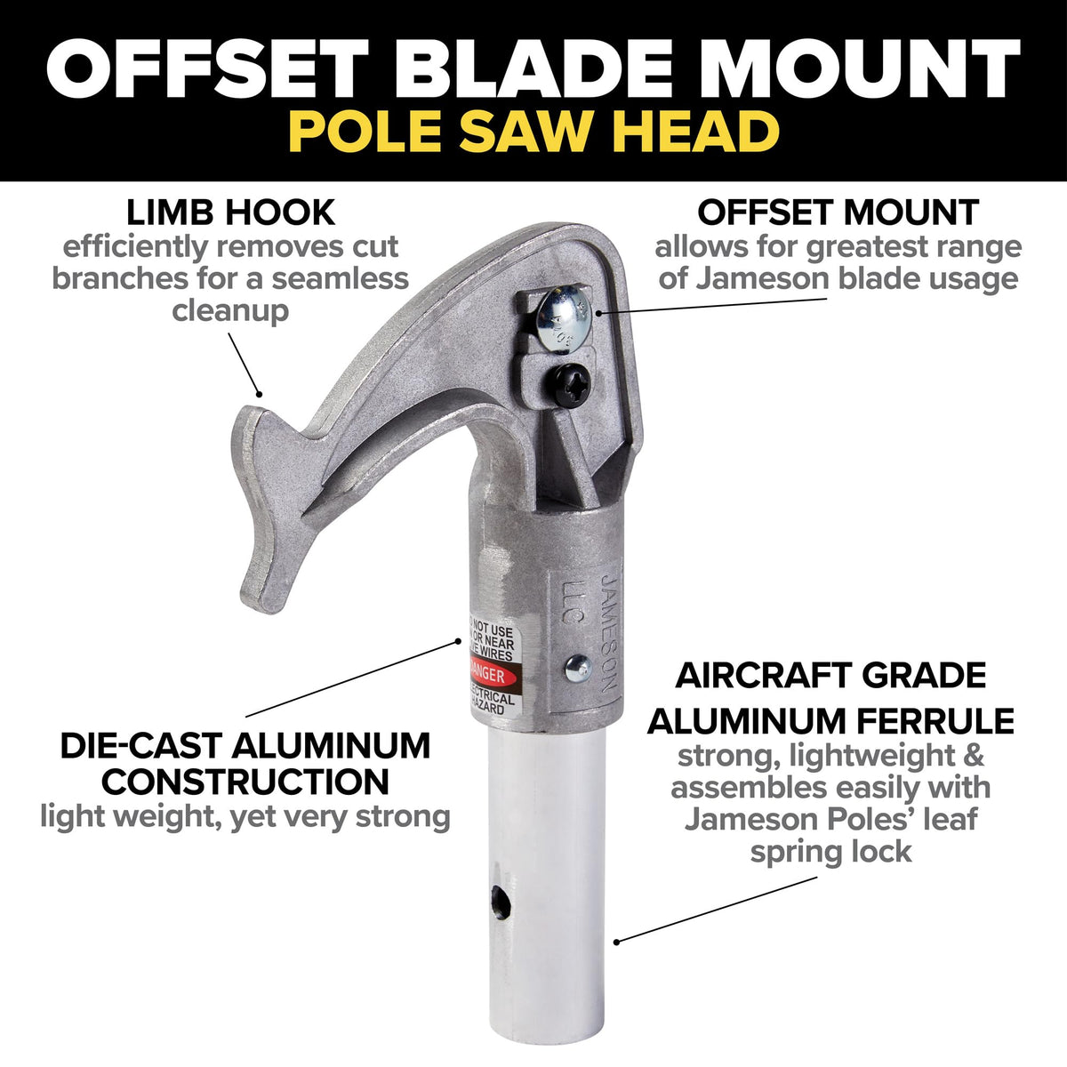 Jameson PS-3FPS1 Tri-Cut Pole Saw Head Kit, 13-Inch Barracuda Blade, Converts Extension Poles for Precise Tree Trimming and Pruning