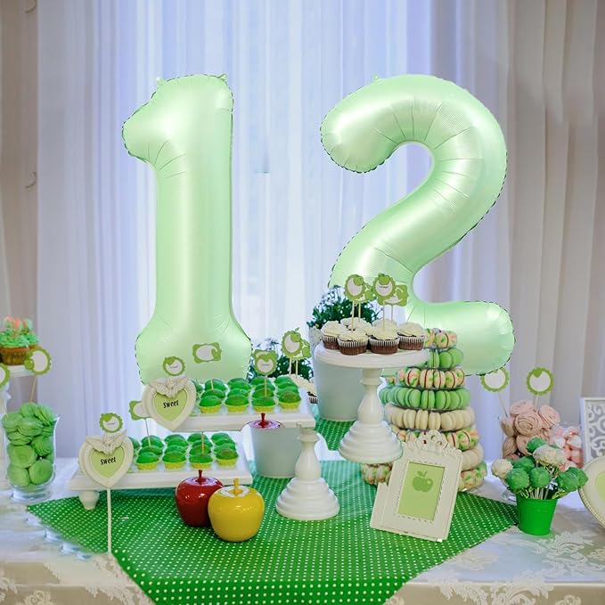 40 Inch Number 12 Balloons, Olive Green Giant Jumbo Helium Number 12 21 Foil Balloons for 12th 12th Birthday Party Anniversary Events Boys Girls Decorations Supplies