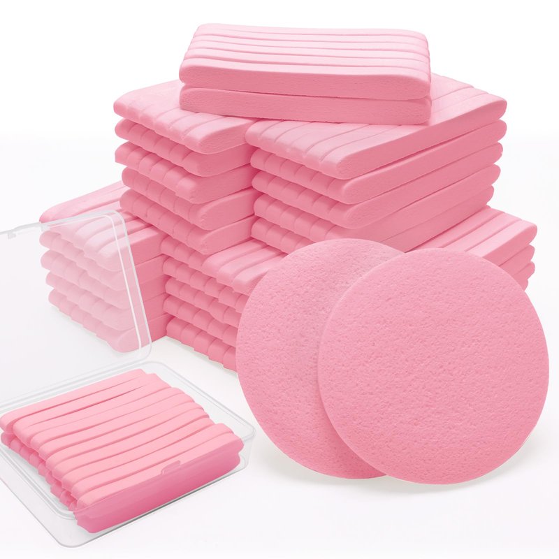 360+1 Count Compressed Facial Sponges, Luxiv Round Face Sponge Professional Compressed Makeup Removal Sponges for Estheticians Wash Face Sponge Compress Exfoliating Spa Pads with Portable Case (Pink)