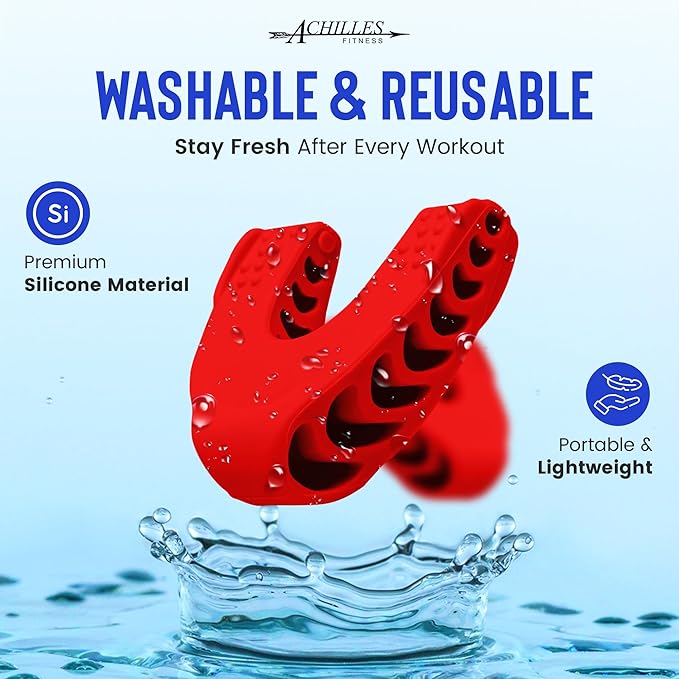 Achilles Fitness Double Chin Reducer Jaw Exerciser – Red, 50LB Intermediate Resistance, 1 Piece Jawline Sculptor and Face Slimmer for Women and Men – Ideal for Mewing Practice