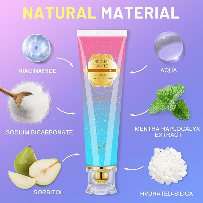 Niacinamide Whitening Toothpaste, Niacinamide Toothpaste with Natural Gentle Care Deep Stain Removal Clean, Fluoride-Free Formula is Suitable for Sensitive Teeth (2)