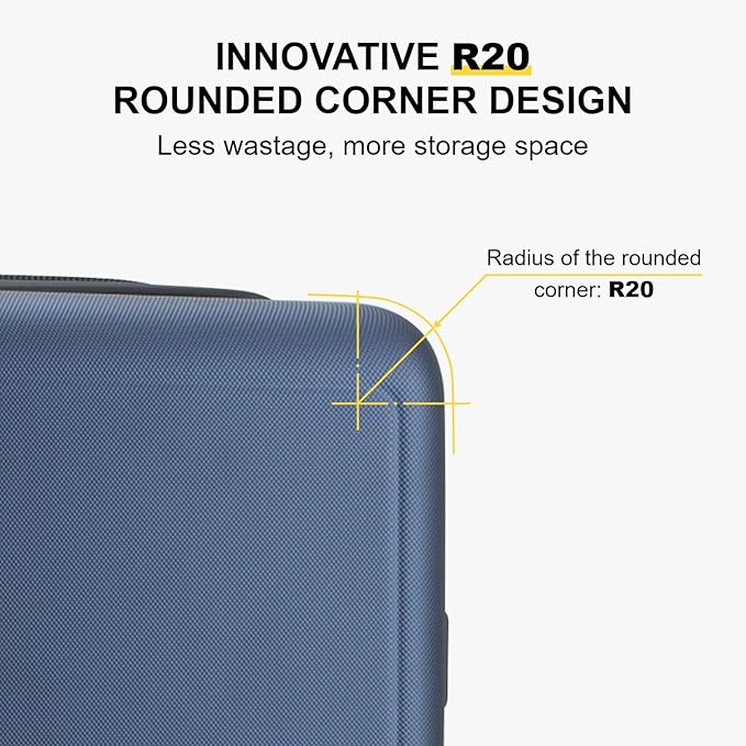 LEVEL8 Carry on Luggage Airline Approved, Carry-on Suitcases with Wheels, Lightweight Hardside Luminous Textured Luggage for Travel with Tsa Lock, 20 Inch, Navy