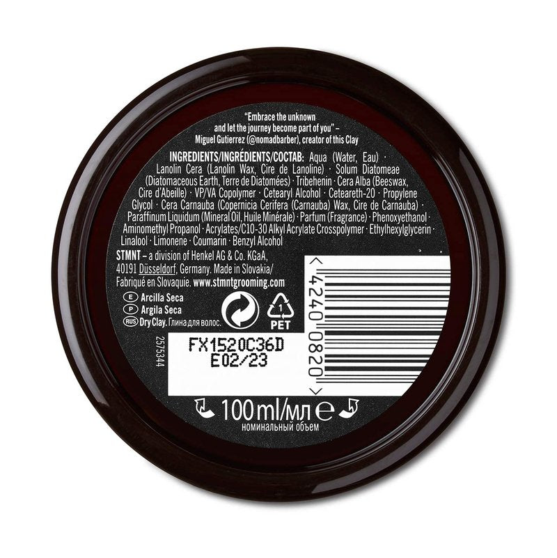 STMNT Grooming Goods Dry Clay, 3.38 oz | Extra Matte Finish | Super Strong Control | Easy to Wash Out