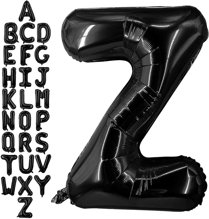 40 Inch Black Letter Z Balloons, DIY Phrase Foil Alphabet Letter Z Balloons DIY Word Z Banner for Birthday Anniversary Celebration Graduation Party Supplies Decoration