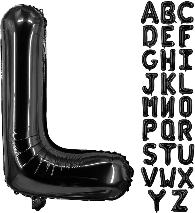 Lovoir 40 Inch Large Black Letter L Balloons Big Size Jumbo Mylar Foil Helium Balloon for Birthday Party Celebration Decorations Alphabet Black L