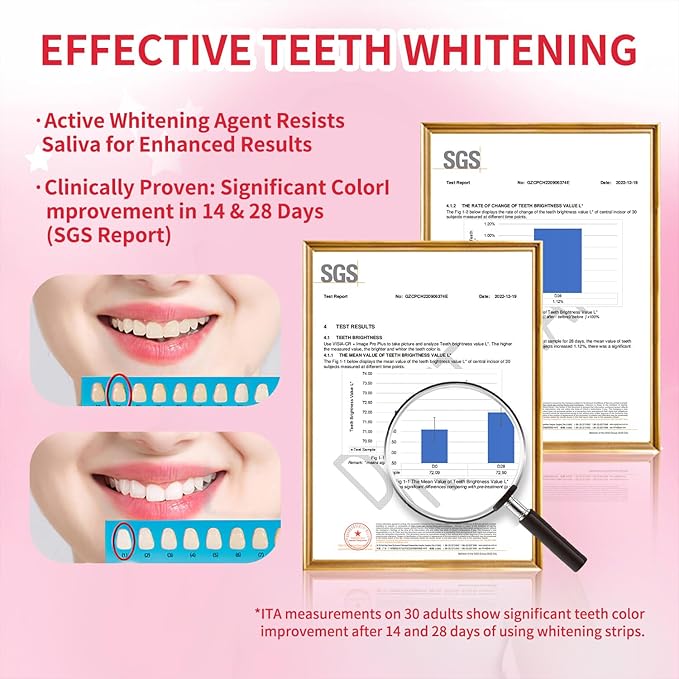 Teeth Whitening Strips for Sensitive Teeth - Results in 7 Days, Rave Reviews, Professional, 7 Non-Slip Strips Whitestrip Stains Remover for Coffee, Wine, Tobacco, Smoking