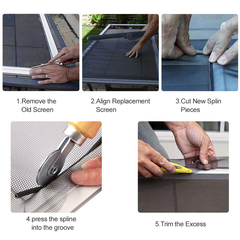 Pololo Fiberglass Screen Roll High Visibility and Durable Screen Easy to DIY Repair or Rescreen Window and Door Screen