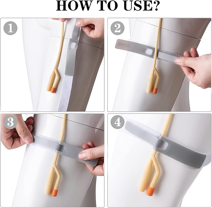 Foley Catheter Holder Urinary Legband Holder Catheter Tube Holder Anti Slip Anti Irritation Silicone Grip (Gray)