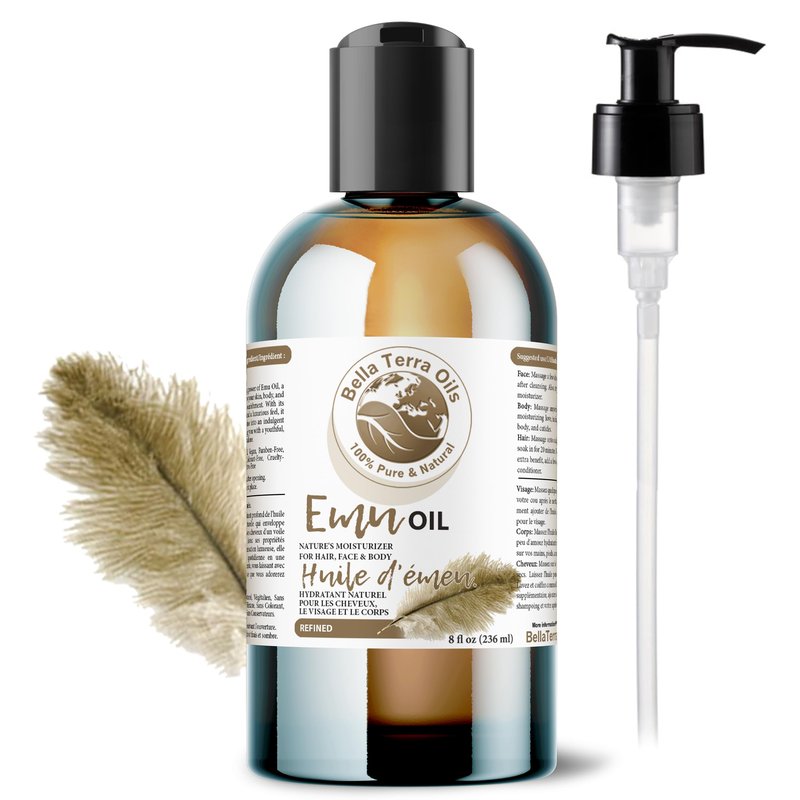 Bella Terra Oils - Emu Oil 8 oz - Celebrate the Australian Emu Heritage, Enveloped in Vitamin-rich Goodness, A Touch of Elegance for Skin