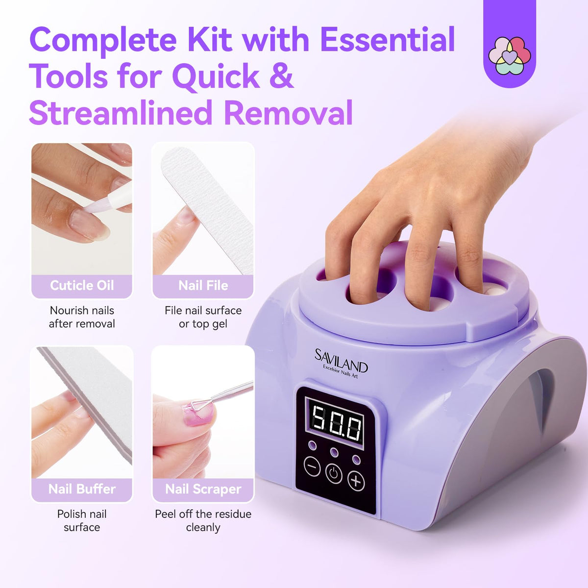 Saviland Essentials Nail Polish Remover Machine: Nail Soaking Bowl & Acetone Nail Polish Remover Gel Nail Remover Machine with Nail Soak off Bowl Soaker Tech Acrylic Nail Remover Steam Salon Home DIY